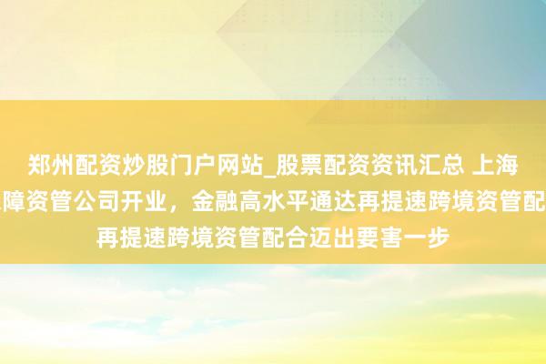 郑州配资炒股门户网站_股票配资资讯汇总 上海首批外资独资保障资管公司开业，金融高水平通达再提速跨境资管配合迈出要害一步